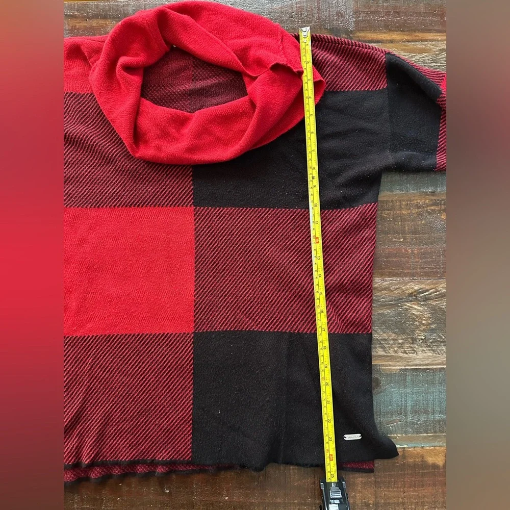 Calvin Klein Women’s M Cowl Neck Red & Black Oversize Sweater | SKU 0538